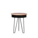 Table d'appoint ronde en bois et en métal noir Naya 44x53 cm.