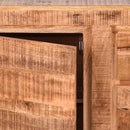 Meuble de rangement industriel avec 2 placards et 3 tiroirs.