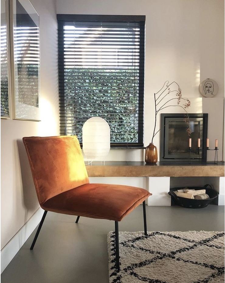 fauteuil design velours orange bisous design
