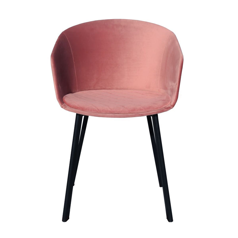 Lot de 2 chaises en velours rose pour accompagner la table de votre salle à manger. 
