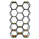 Étagère hexagonale noire industrielle pour un intérieur original.