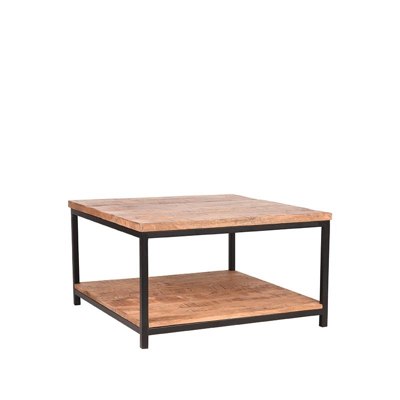 Table basse industrielle en bois et en métal Polk 80 x 80 cm.