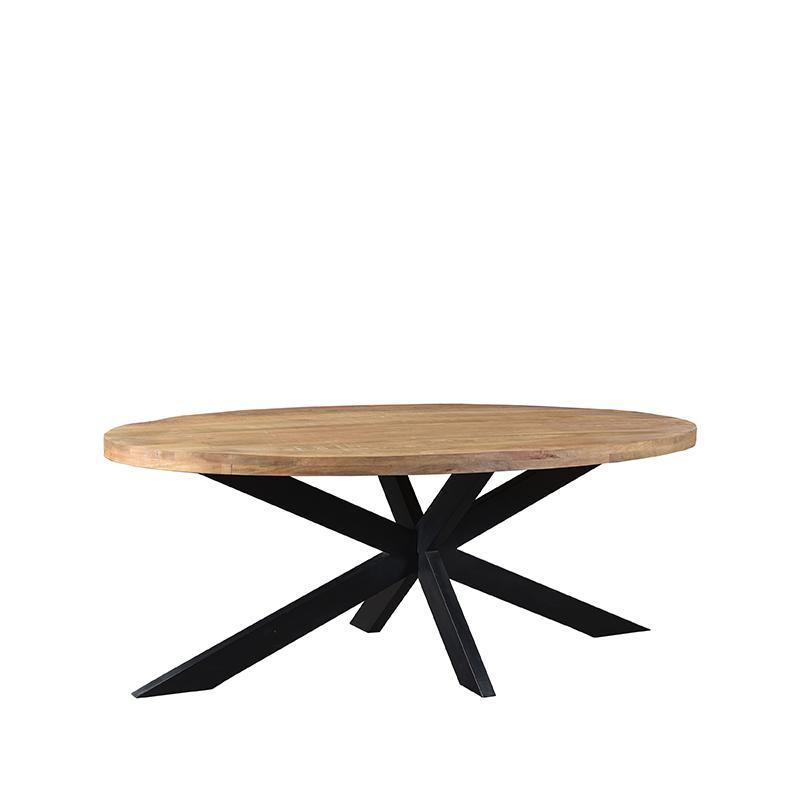 Table industrielle en bois et en métal noir Brandi 240 x 110 cm.