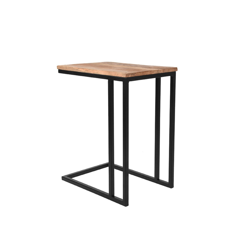 Table d'appoint en métal et en bois naturel Laptop 50 cm.