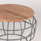 Table de salon industrielle grise avec plateau en bois de manguier.
