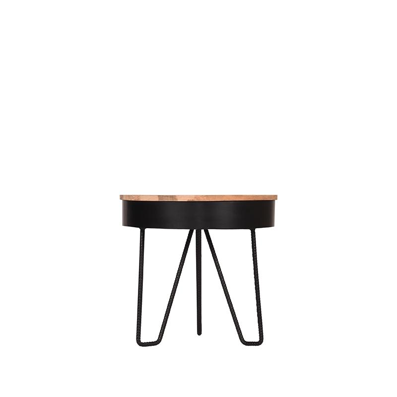 Table d'appoint en métal noir et en bois par BeLoft.