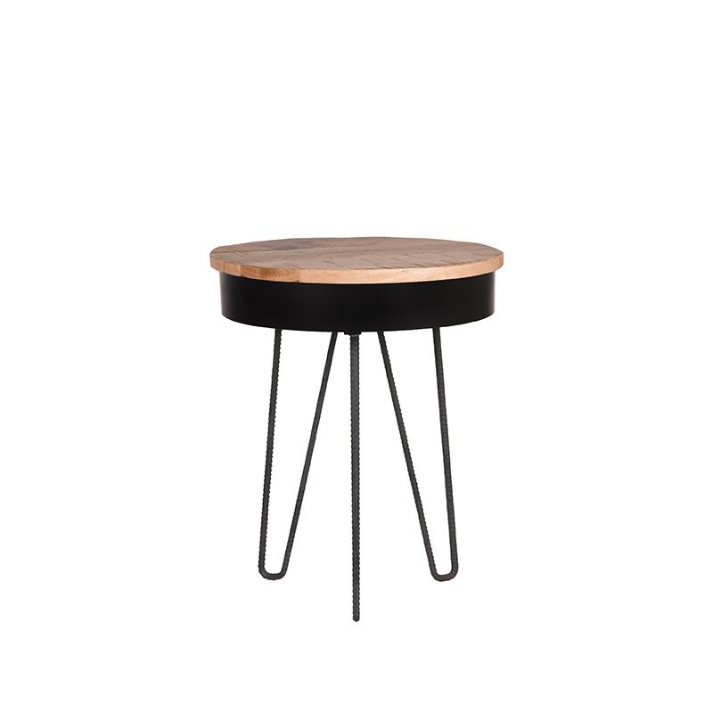 Table d'appoint en métal noir et en bois 44x53 cm par BeLoft.