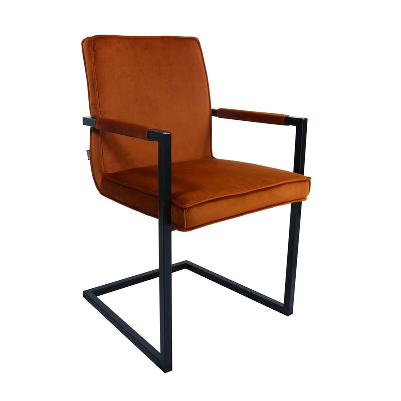 Set de 2 chaises industrielles en velours orange Nat.