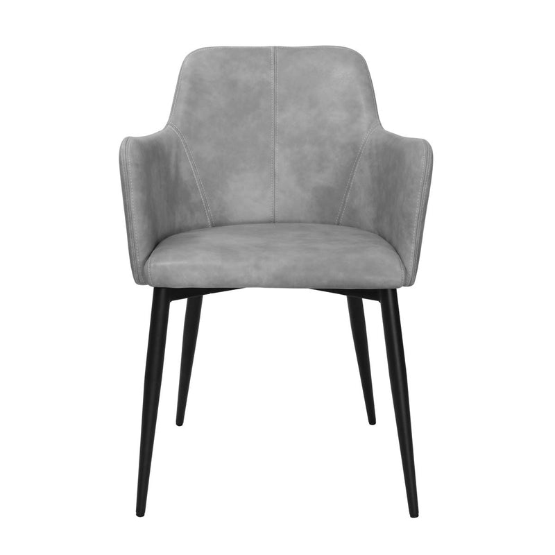 Lot de 2 chaises en simili cuir gris pour votre salle à manger ou votre salon.