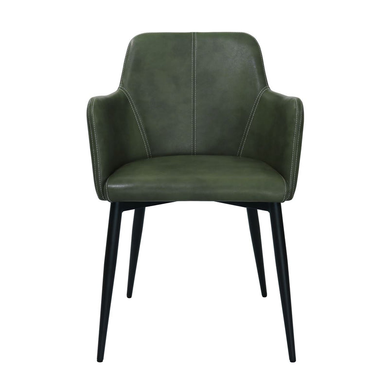 Lot de 2 chaises en simili cuir vert foncé pour votre salle à manger ou votre salon.