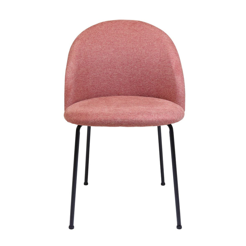 Lot de 2 chaises en tissu rose confortable et design.