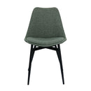 Lot de 2 chaises en tissu vert avec une structure en métal noir.