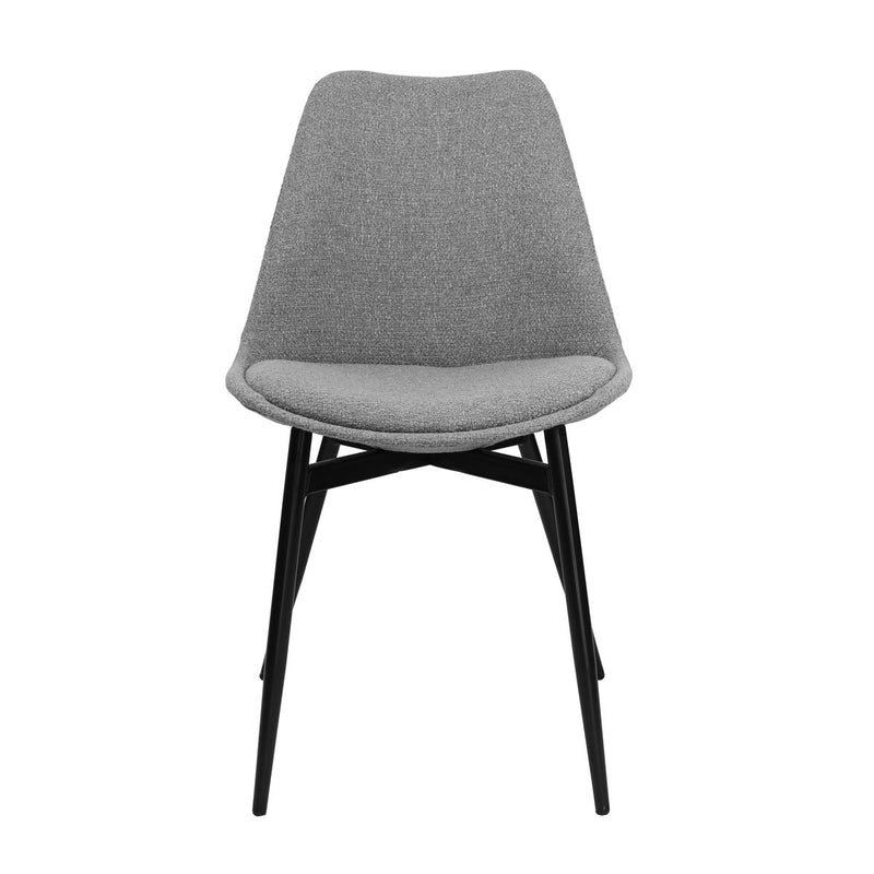 Lot de 2 chaises en tissu gris avec une structure en métal noir.