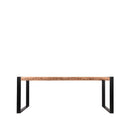 Table industrielle design 160 cm en bois de manguier et en métal noir.