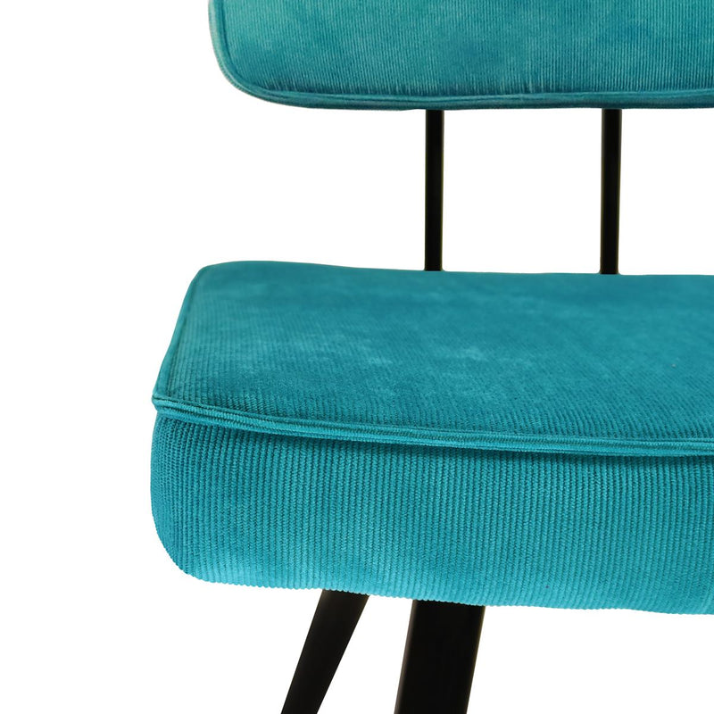 Set de 2 chaises en velours nervuré turquoise par Bisous design.