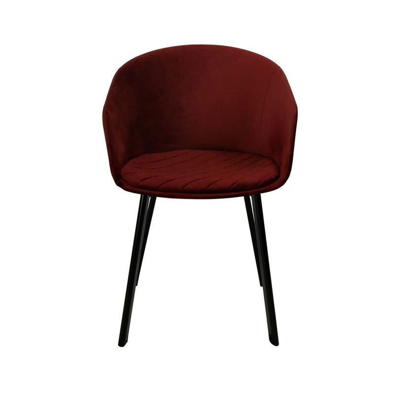 Lot de 2 chaises en velours rouge pour accompagner la table de votre salle à manger. 