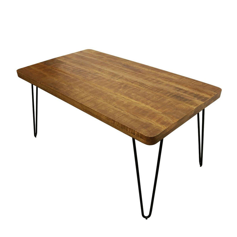 Table de salle à manger en bois et métal noir Spin taille standard.