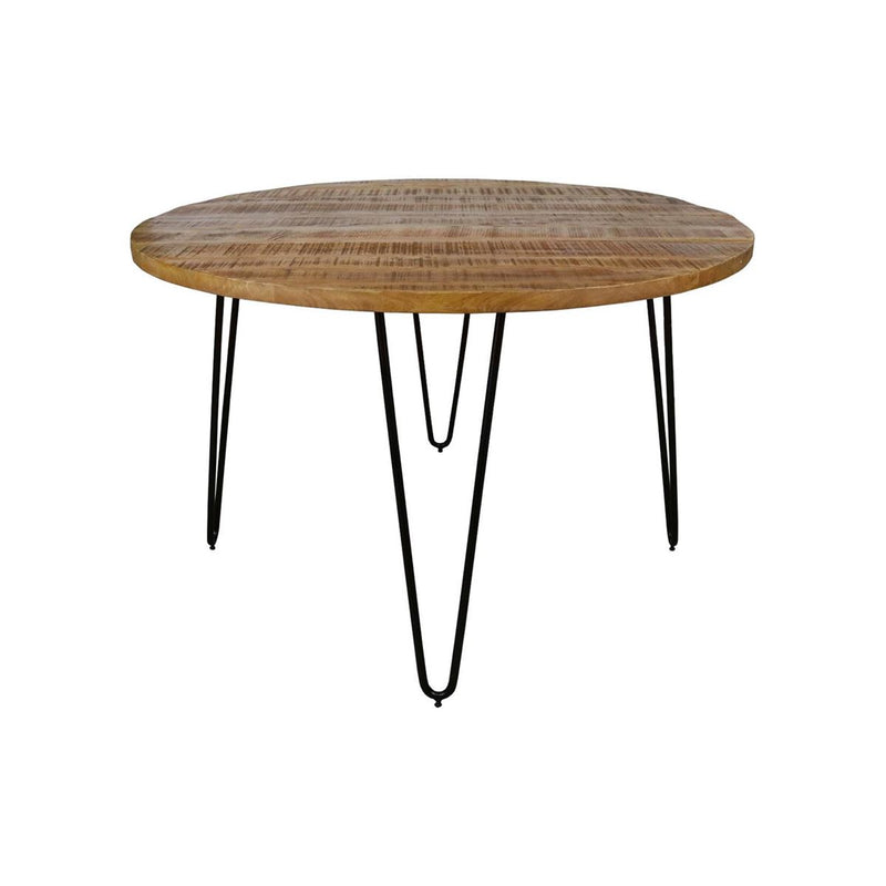 Table de salle à manger en bois et métal noir Spin ronde large.