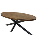 Table à manger industrielle en bois et en métal 210 cm Ovale.