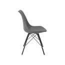 Le set de 2 chaises gris foncé, piétement en métal noir robuste et stable.