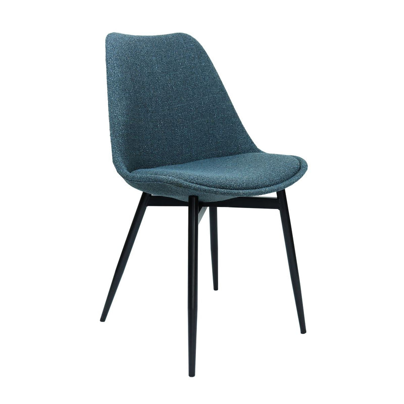 Lot de 2 chaises en tissu bleu design scandinave et moderne.