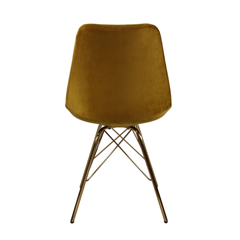 Le set de deux chaises Tower, piétement en métal doré ultra robuste et durable.