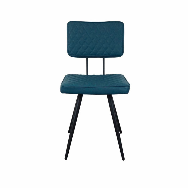 Set de 2 chaises en cuir bleu pour accompagner votre table à manger.