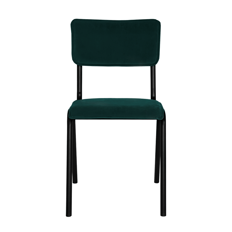 Les chaises Ducobu en métal et en velours, l'alliance du confort et de la longévité.