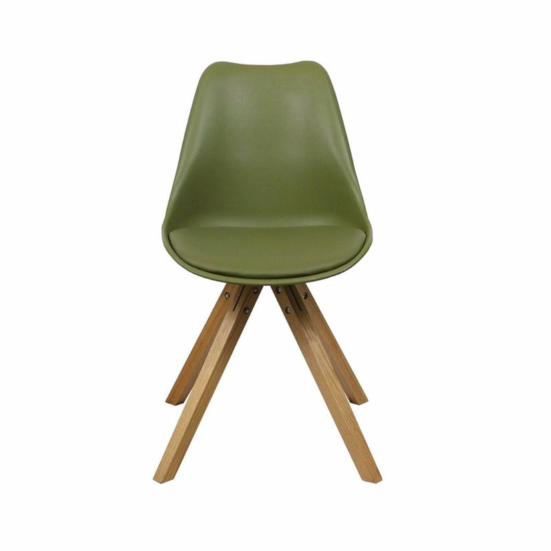 Le set de deux chaises en simili cuir vert olive pour décorer votre intérieur.
