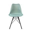 Le set de 2 chaises vert menthe en simili cuir Eiffel , assise et dossier confortables.