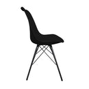 Le set de 2 chaises noires, structure en métal noir solide et stable.