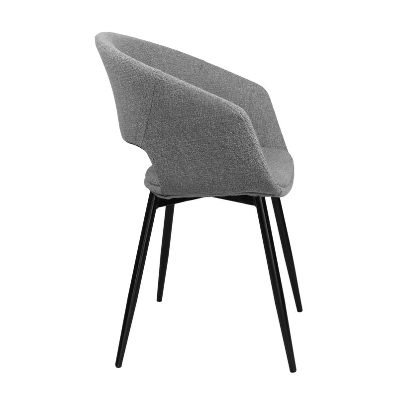 Set de 2 chaises grises design avec accoudoirs en tissu Emy.
