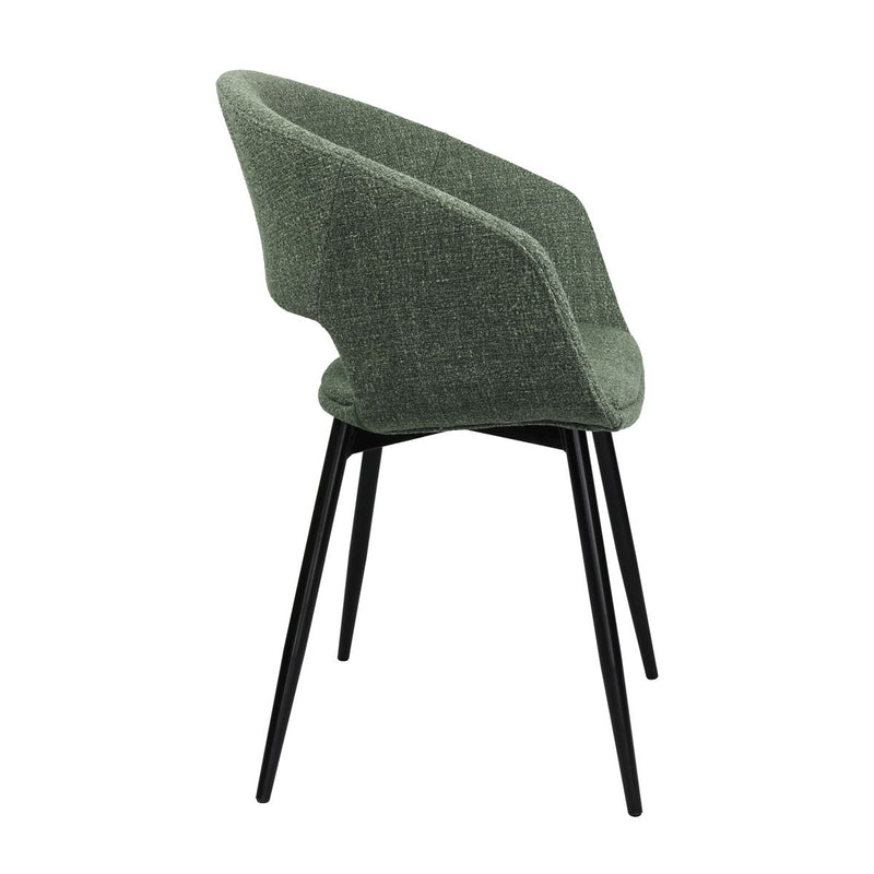 Set de 2 chaises vertes design avec accoudoirs en tissu Emy.