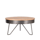 Table basse ronde en bois et en métal gris antique Naya Ø 80 cm.