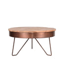 Table basse ronde en bois et en métal cuivre Naya Ø 80 cm.