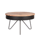 Table ronde en métal noir et en bois par BeLoft.