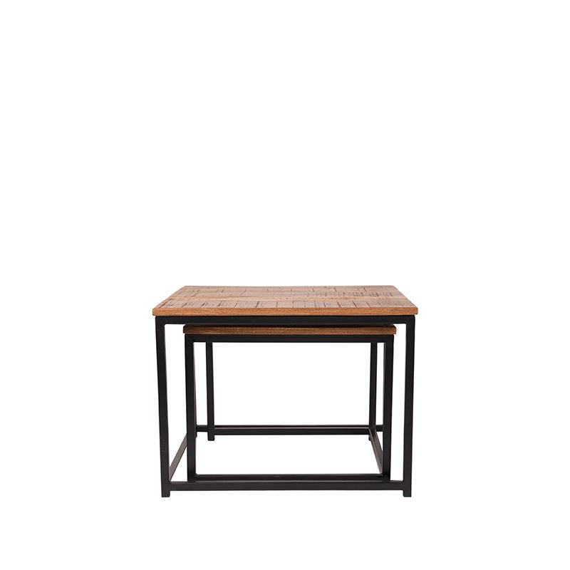 Lot de 2 Tables Basses Industrielles 60cm "Lulu" Marron & Noir 3
