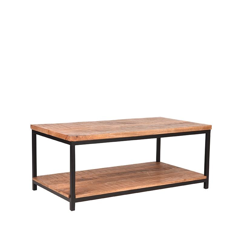 Table basse industrielle en bois et en métal Polk 110 x 60 cm.